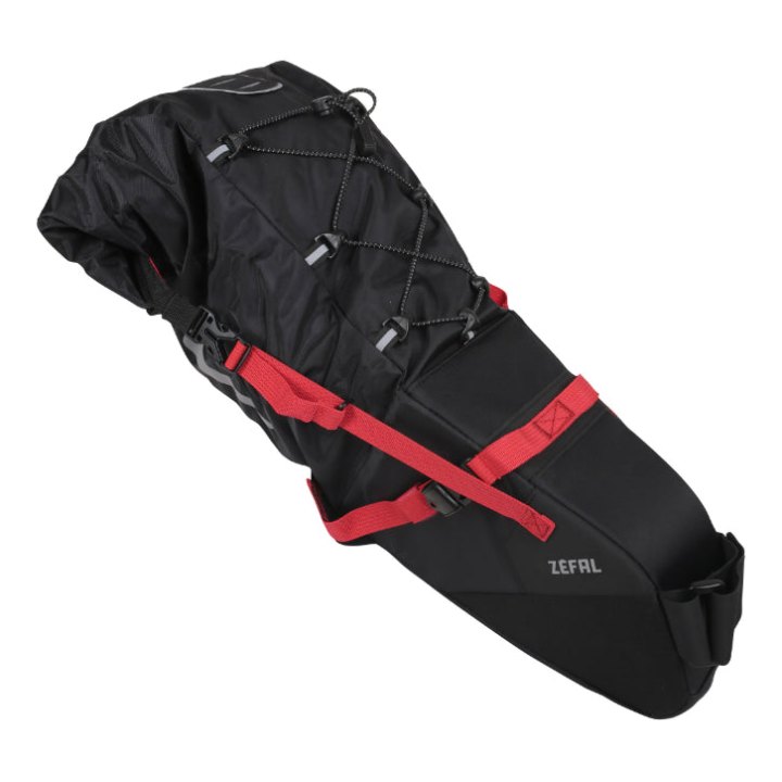 Sacoche De Selle Vélo Zefal Z Adventure R17 Noir-Rouge Étanche Fixation Velcro 17L ( L 62 cm X L 24 cm X 20 cm) Charge Maxi 5Kgs