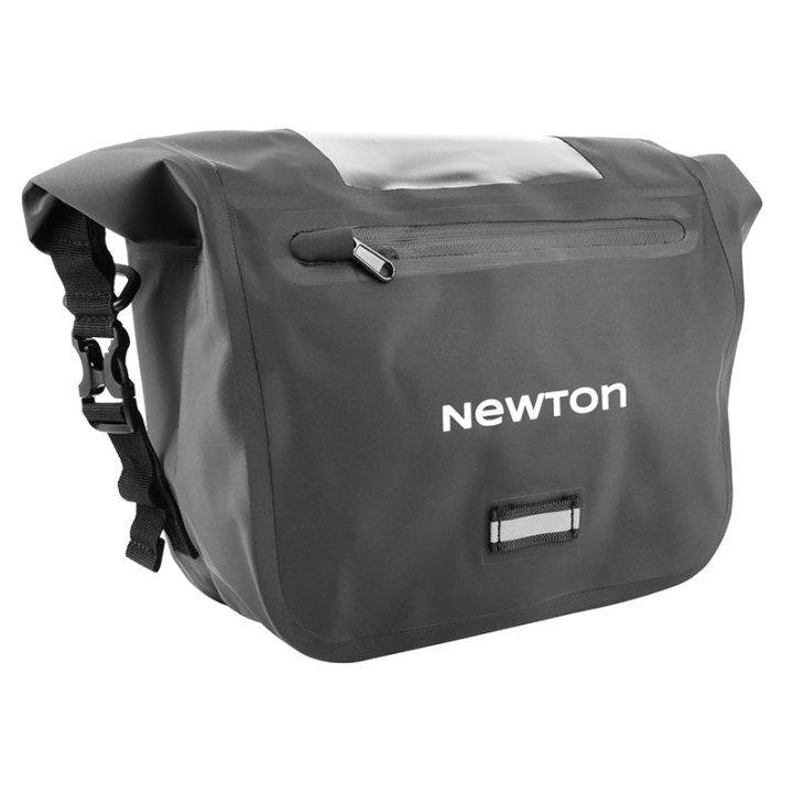 Sacoche De Cintre-Guidon Vélo Newton 7.6L Noir Fixation Clip (28X13X21 cm) Avec Porte Carte
