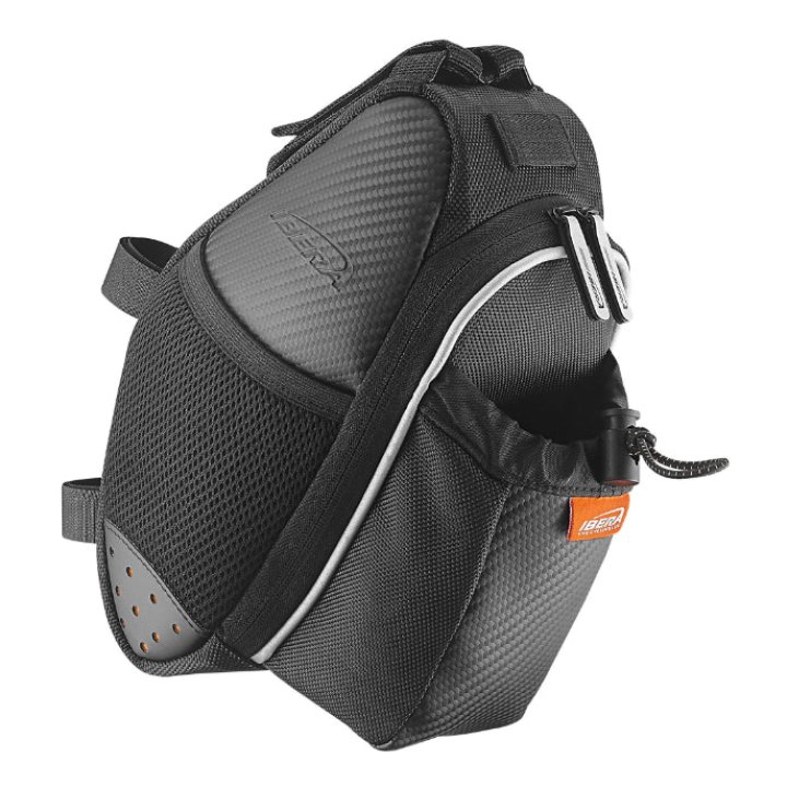 Sacoche De Selle Vélo Ibera Seatpak 1.7L Noir Avec Emplacement Bidon Fixation Sangles Sur Chariot Et Tige De Selle