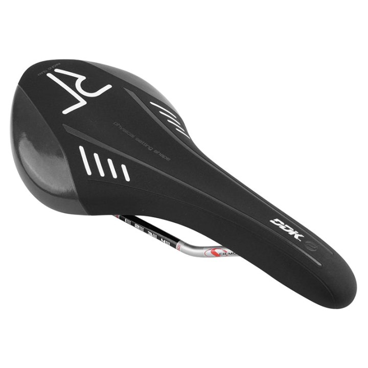 Selle Newton Route-VTT Ario Noir Deco Blanc-Gris 285X136 mm Rail Cromoly Gris