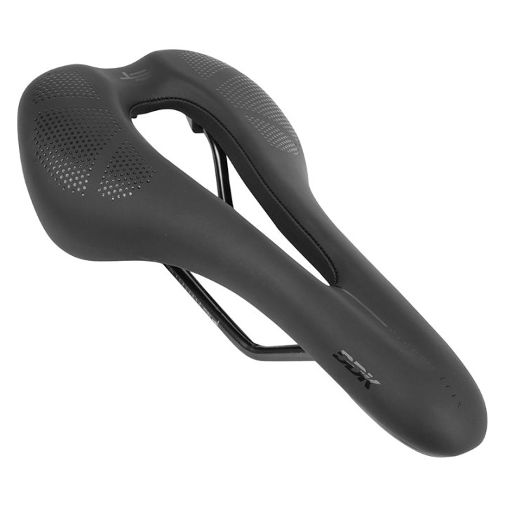 Selle Newton VTT - Gravel Noir Ergometric Avec Trou Central 269X140 mm Rail Acier Noir