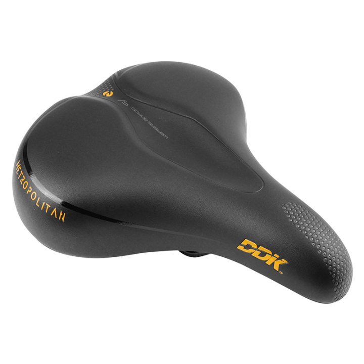 Selle City Newton Metropolitan Avec Elastomeres A Memoire De Forme Noir 258X217 mm Rail Acier - Poignée Prise En Main -Sdl-