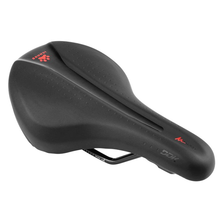 Selle Newton Junior Ichnos Racing Noir Deco Rouge 236X139 mm Rail Acier -Sdl-