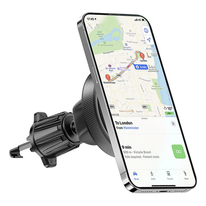 Support Smartphone-Telephone Rixus Universel Rond Magnetique Rotation 360° Gris Fixation Grille Ventilation Voiture (Vendu A L'Unite) -Rxhm62-