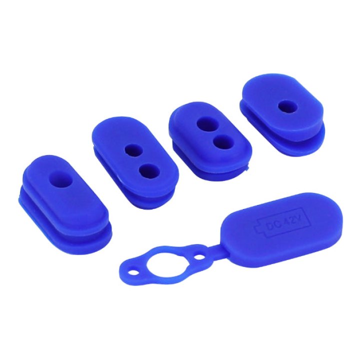 Support-Passe Câble Et Cache Prise De Charge Trottinette Pour Xiaomi M365, 1S, Essential, Pro, Pro 2, Mi 3 Silicone Bleu (Vendu Par 5)