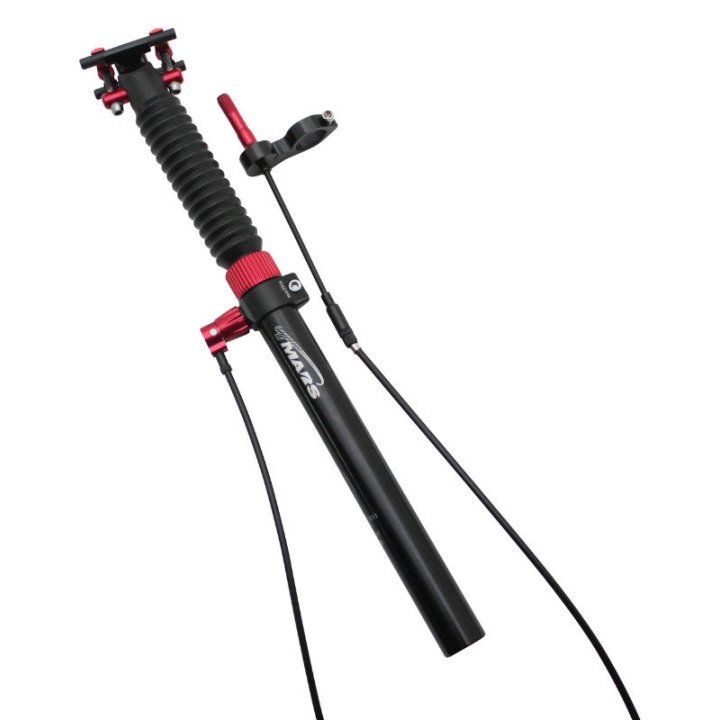 Tige De Selle VTT Télescopique P2R Alu Noir Diam. 31,6 L445 mm (Réglage Par Câble Externe 0-55-110 mm)