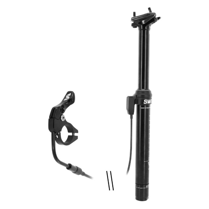 Tige De Selle VTT Télescopique Switch Alu Noir Diam. 31,6 L400 mm (Réglage Par Câble Externe 0-125 mm) Fixation Cintre