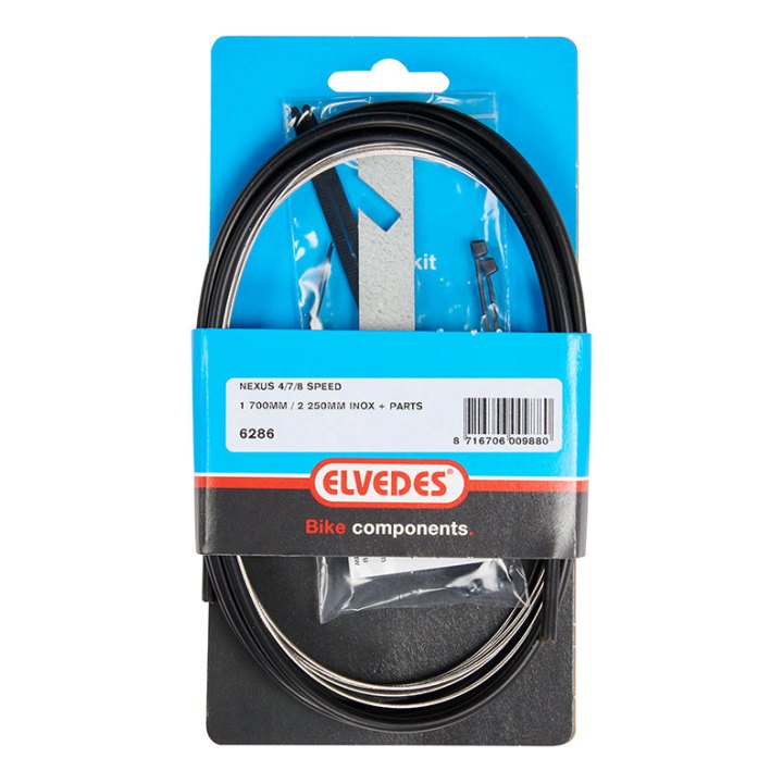 Transmission Pour Moyeu Nexus 4V-7V-8V Elvedes Gaine 2,25M Noir Et Câble 2,00M INOX (Kit Transmission 1Câble-1 Gaine)