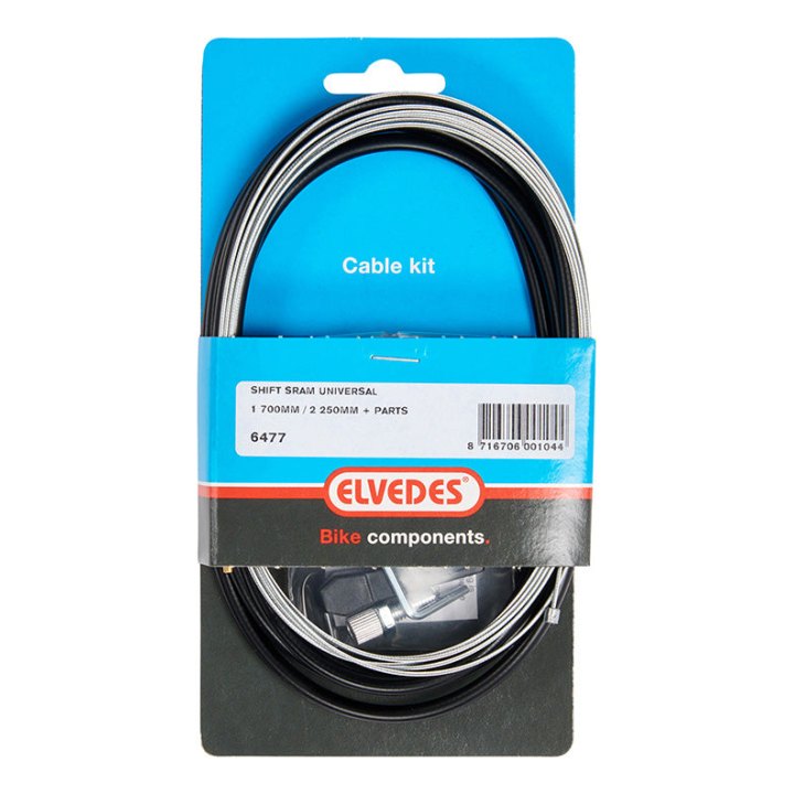 Transmission Dérailleur Elvedes Universel Noir Pour Sram Gaine 2,25M Noir - Câble Galva 1,8M (Kit Transmission 1Câble-1 Gaine)