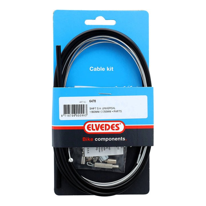 Transmission Pour Moyeu Sturmey Archer Elvedes Gaine 2,25M Noir - Câble 1,8M Galva (Kit Transmission 1Câble-1 Gaine)