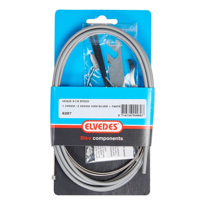 Transmission Pour Moyeu Nexus 4V-7V-8V Elvedes Gaine 2,25M Gris Et Câble 2,00M INOX (Kit Transmission 1Câble-1 Gaine)