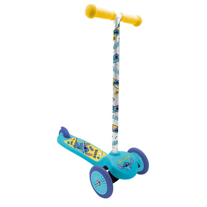 Trottinette Enfant Disney 3 Roues Stitch Bleu Pliable Et Réglable Avec Frein Roue Arrière