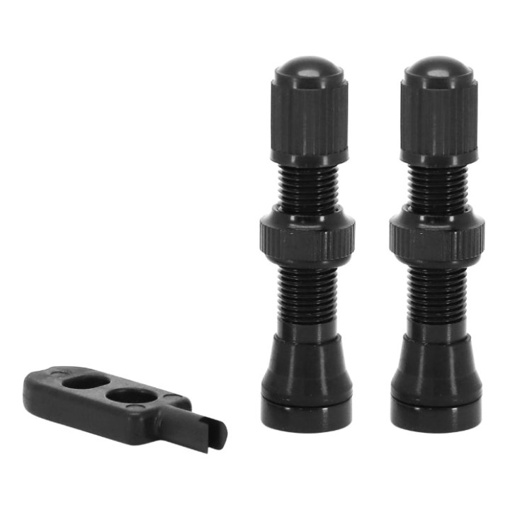 Valve De Pneu Tubeless Schrader Velox Alu Noir 44 mm Obus Demontable (Vendu A La Paire Sur Carte)