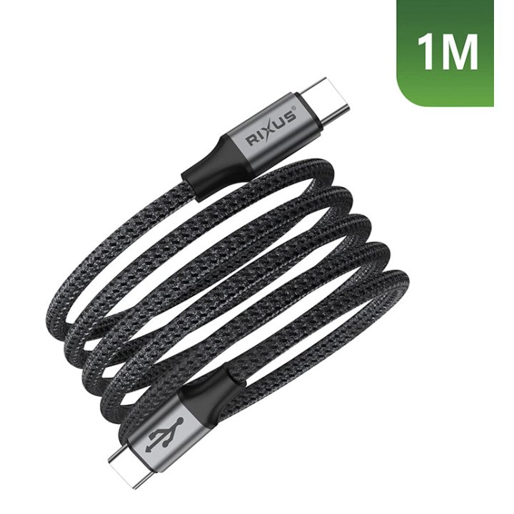 Câble De Chargement Usb-C Rixus Magnetique Noir 1M 60W (Vendu A L'Unite) -Rxuc66C-