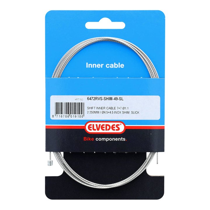 Câble De Dérailleur Elvedes INOX D1.1 mm L2,25M Compatible Shimano-Sram 49 Brins (Vendu A L'Unite Sur Carte)