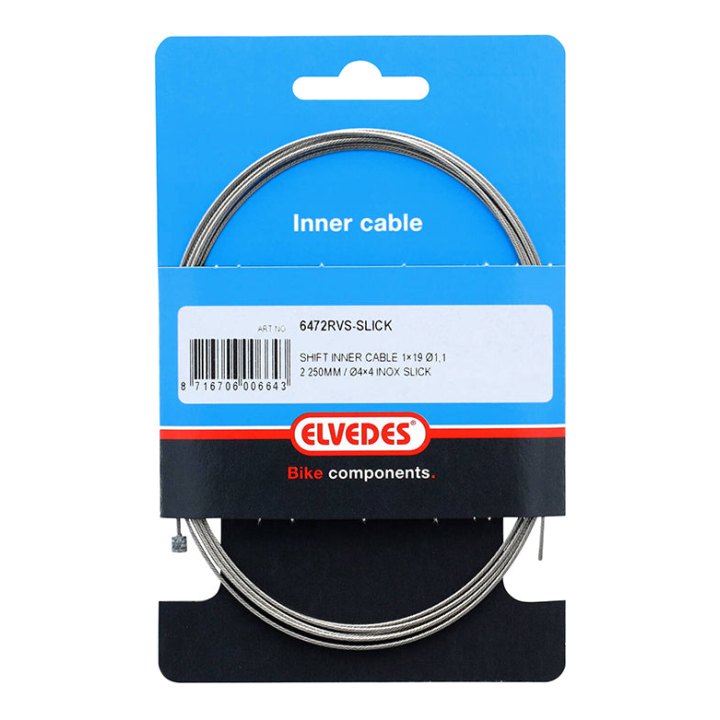 Câble De Dérailleur Elvedes INOX Slick D1.1 mm L2,25M Compatible Shimano-Sram (Vendu A L'Unite Sur Carte)