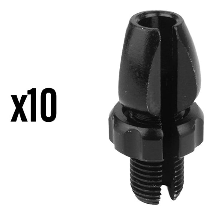 Vis Creuse Tendeur De Câble Vélo M10 Fendue Alu Noir (Boite De 10 Pieces) -Elvedes-