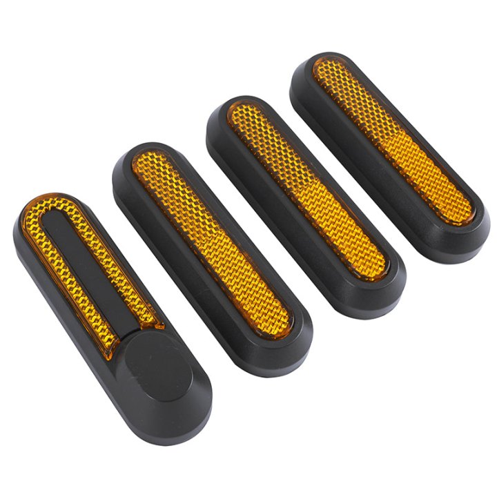 Cache Vis De Roue Avant Et Arrière Pour Trottinette Xiaomi M365, 1S, Pro, Mi 3 Noir (Catadioptre Jaune) (Vendu Par 4)