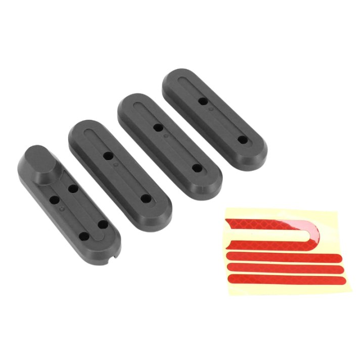 Cache Vis De Roue Avant Et Arrière Pour Trottinette Xiaomi M365, Pro Noir (Catadioptre Adhesif Rouge) (Vendu Par 4)