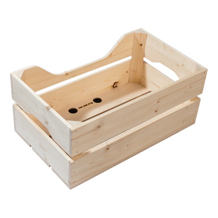 Caisse Arrière Bois Racktime Woodpacker 2.0 Avec Anse Sur Porte Bagage (49X24X29 cm) - Compatible VAE Et Systeme Racktime Snapit 2.0