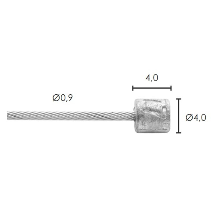 50 câble Elvedes Superflex 2500mm 49 fils inox Slick Ø0,9mm tête N Ø4x4mm