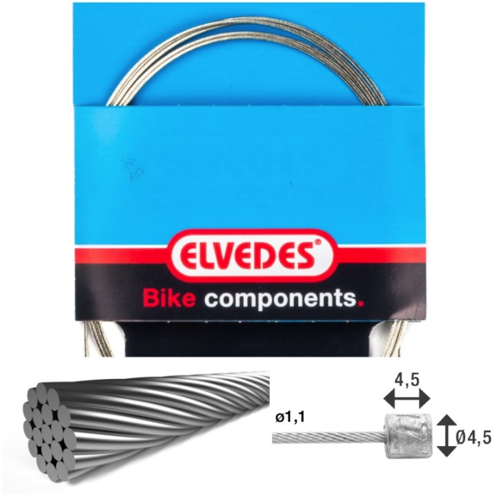 Câble de transmission 2250mm 1x19 fils Elvedes Stainless Ø1,1mm avec tête N Ø4,5x4,5