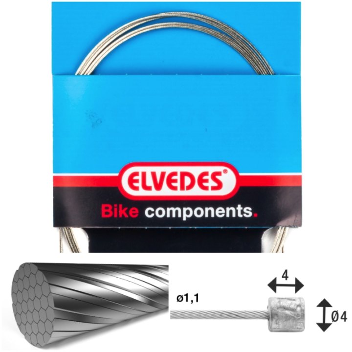 Câble de transmission 2250mm 7x7 fils inox Slick Elvedes Ø1,1mm avec tête N Ø4x4