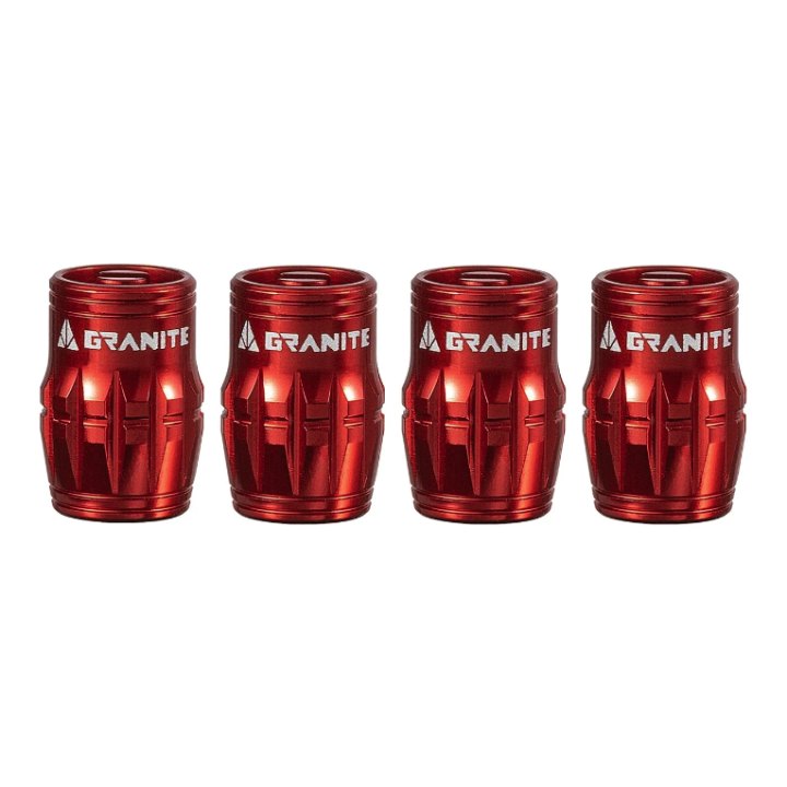 Capuchons de valves Granite pour CNC Schrader/démonte obus Juicy Nipples x4, rouge