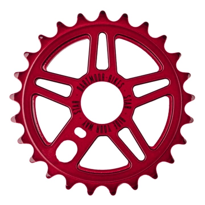 Couronne Dartmoor pour BMX Star alu 7075, 25T, red anod.