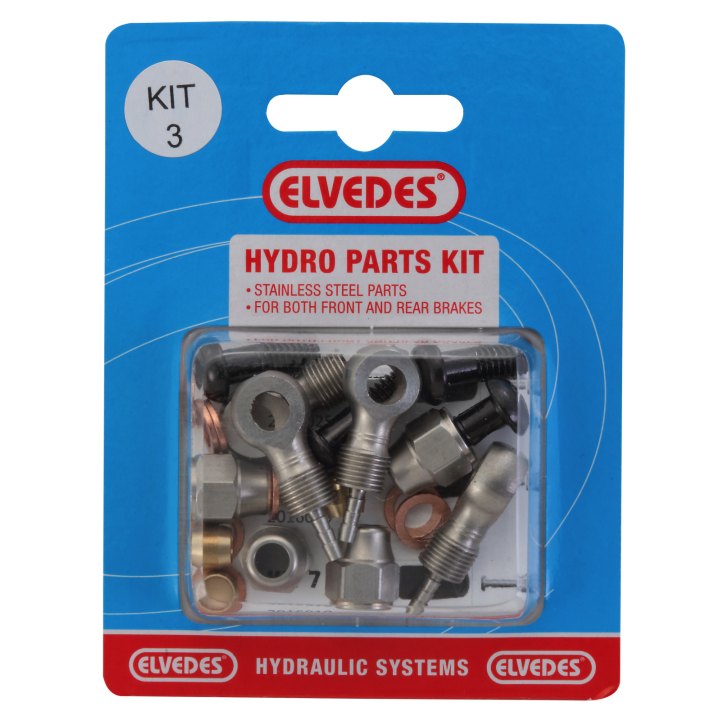Hydro Elvedes Parts kit 3: Banjo + Banjo Stainless Steel Parts pour Front et Rear Brakes