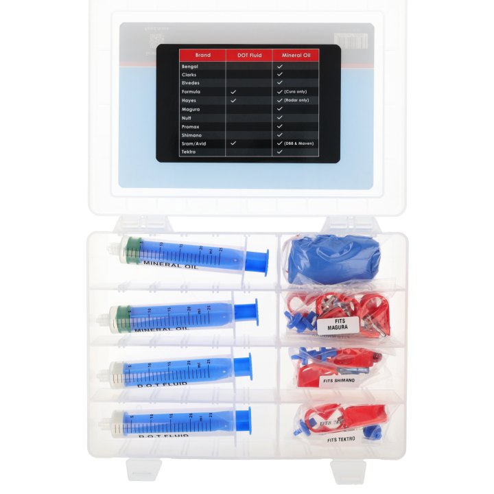 Kit de purge Elvedes Minerale / DOT pour Shimano, Magura, SRAM, Tektro