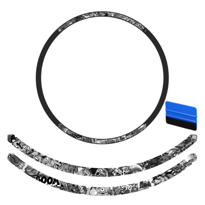 Kit stickers jantes stickerbomb ultra black 25 mm Riesel Design
