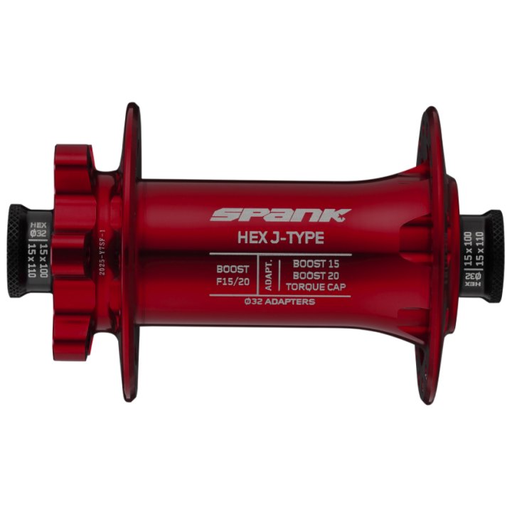 Moyeu avant Spank HEX J-Type Boost F15/20, 32 trous, rouge