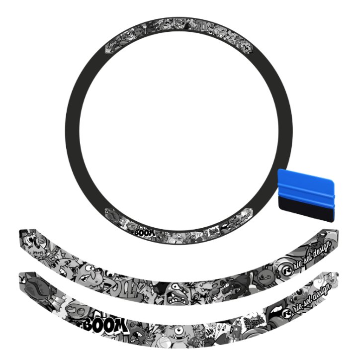 Kit stickers jantes stickerbomb ultra black 40 mm Riesel Design