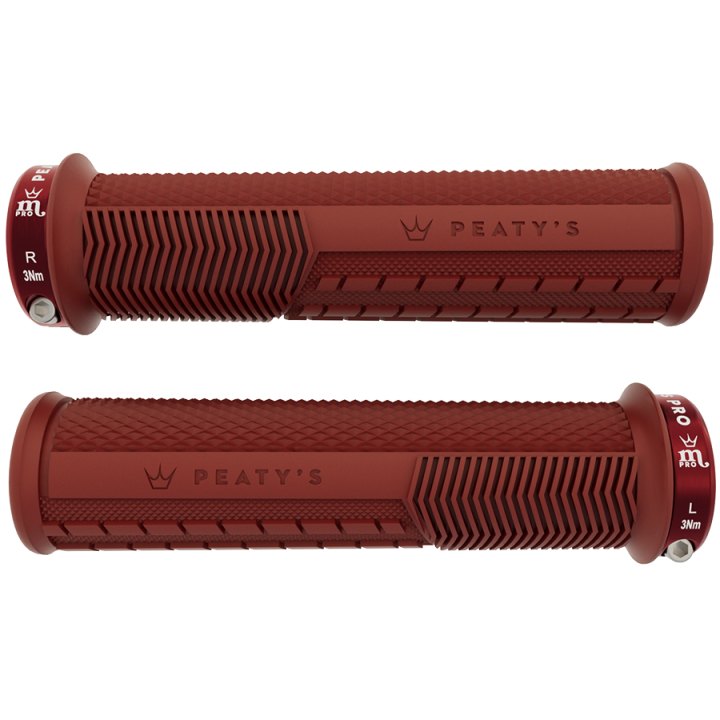 Poignées Peaty's Monarch Pro Knurl fin (30-32mm) Supersoft Bric Red
