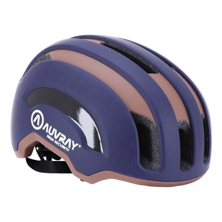 Casque Vélo Adulte Auvray Urbain Safe Bleu Marine-Marron Double In-Mold Avec Éclairage Intégré Usb Taille 56-59 Réglage Molette