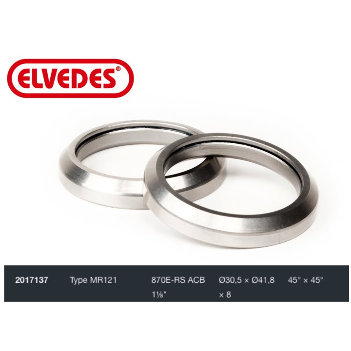 Roulement de jeu de direction Elvedes type MR121 1-1/8" Ø30,5xØ41,8x8 45°x45°
