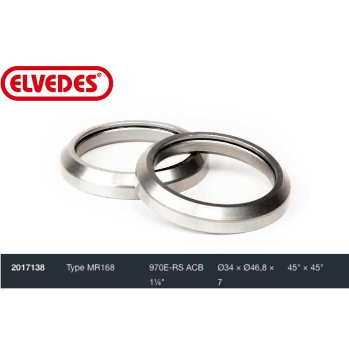 Roulement de jeu de direction Elvedes type MR168 1-1/4" Ø34x46,8x7 45°x45°
