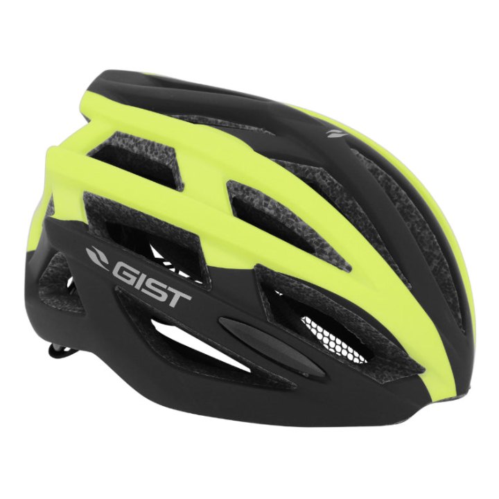 Casque Vélo Adulte Gist Route Planet Noir-Jaune Mat In-Mold Taille 52-58 Réglage Molette 212 G