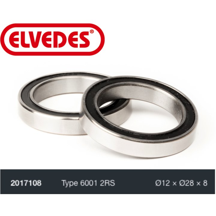 Roulement Elvedes type 6001 2RS Ø12 x Ø28 x 8