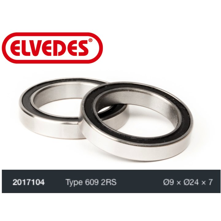 Roulement Elvedes type 609 2RS Ø9 x Ø24 x 7