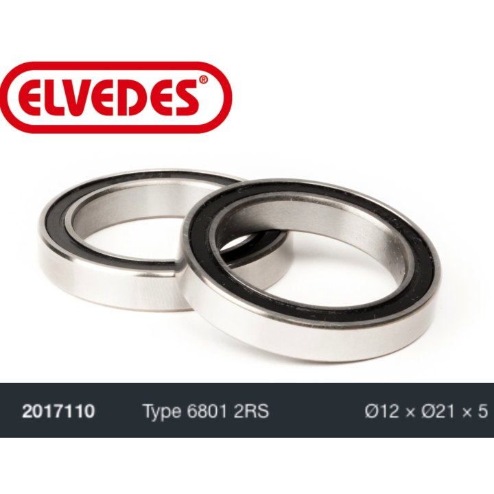 Roulement Elvedes type 6801 2RS Ø12 x Ø21 x 5