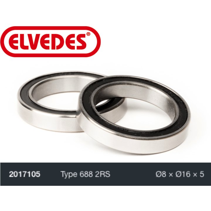 Roulement Elvedes type 688 2RS Ø8 x Ø16 x 5
