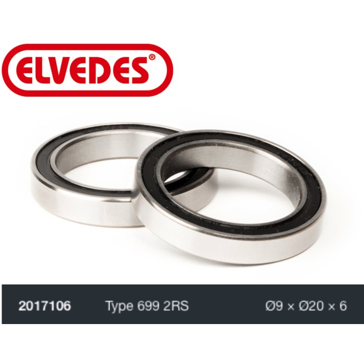 Roulement Elvedes type 699 2RS Ø9 x Ø20 x 6