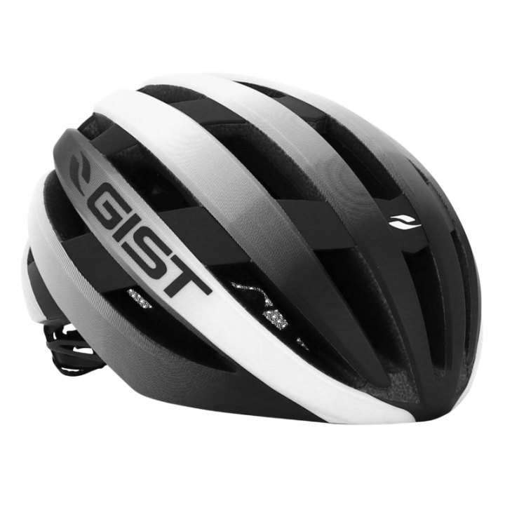 Casque Vélo Adulte Gist Route Revol Blanc-Noir Femme Et Junior Full In-Mold Taille 54-58 Réglage Molette