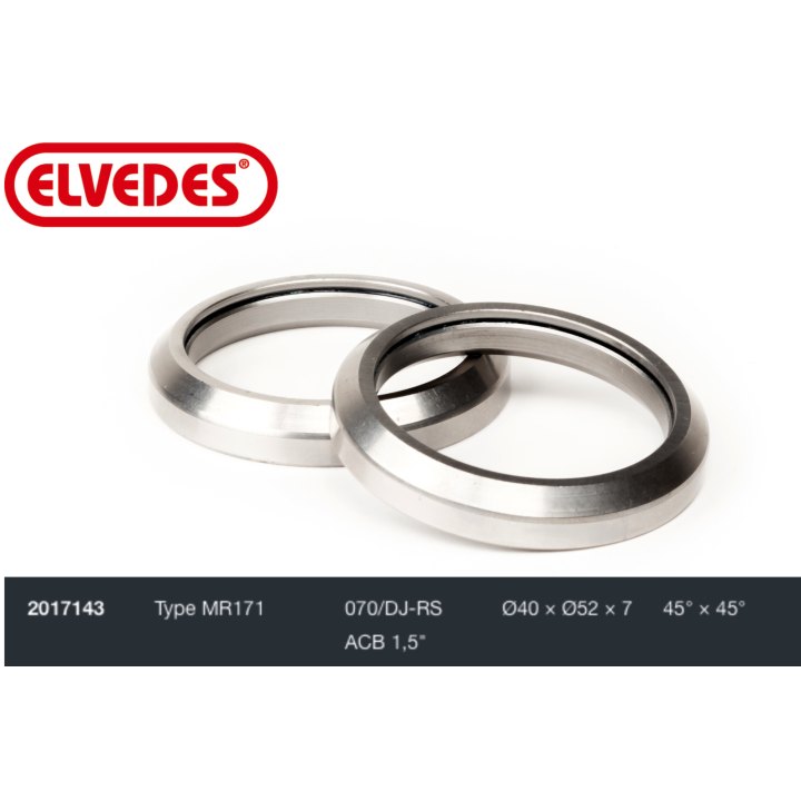 Roulement de jeu de direction Elvedes type MR171 1,5" Ø40xØ52x7 45°x45°