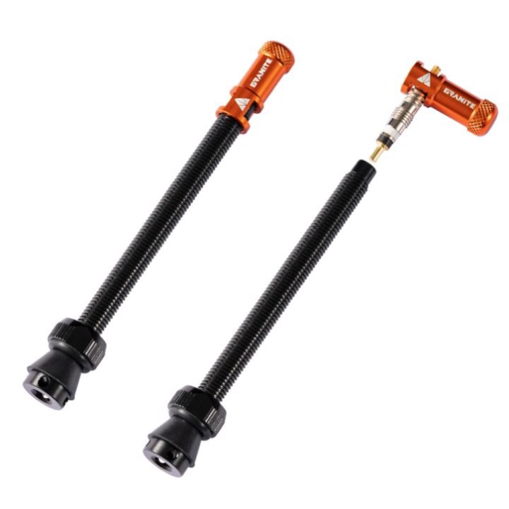 Valves (80mm) et bouchons de valve Granite CNC/démonte obus Orange Juicy Nippl