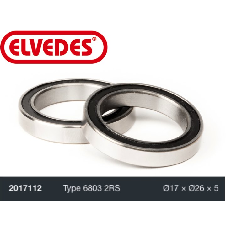 Roulement Elvedes type 6803 2RS Ø17 x Ø26 x 5