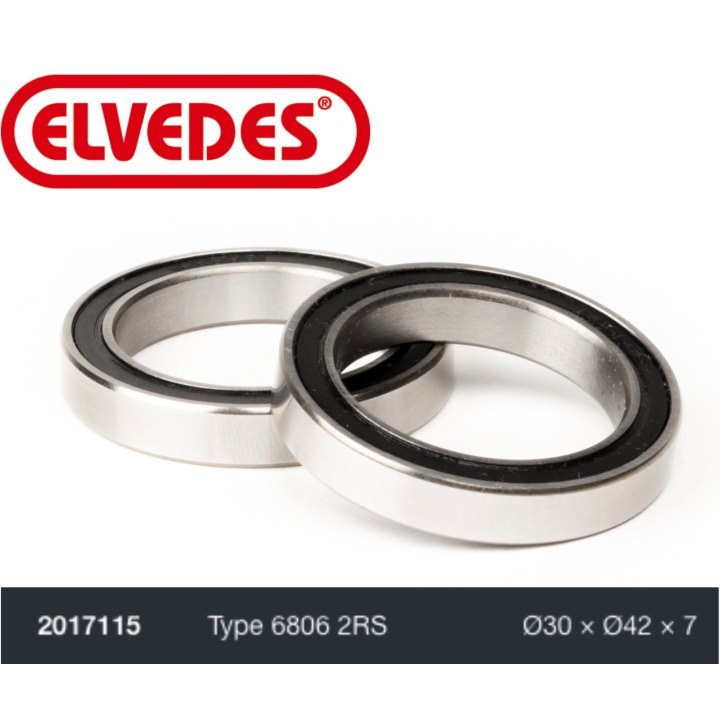 Roulement Elvedes type 6806 2RS Ø30 x Ø42 x 7
