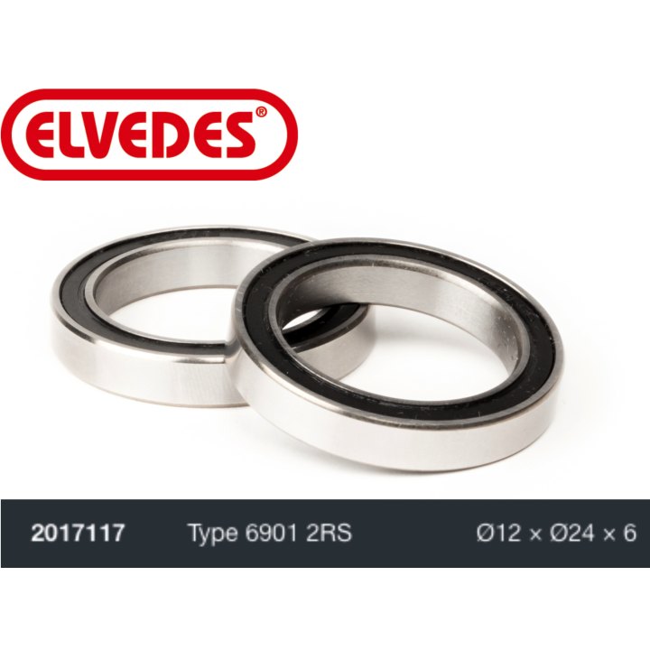 Roulement Elvedes type 6901 2RS Ø12 x Ø24 x 6